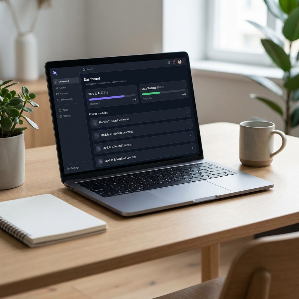 Plataforma de estudio en laptop